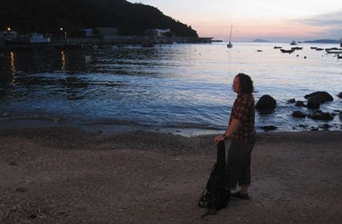 Arriving for the Bookworm cafe gig, Lamma Island, Hong Kong.